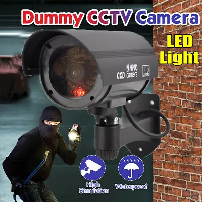 Dummy Fake Camera With Led Flashing Outdoor Indoor Security CCTV Black • £7.49