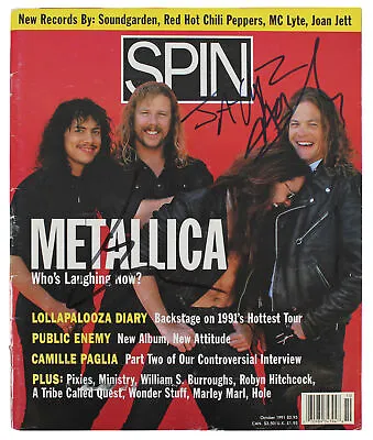 Metallica (3) Hetfield Ulrich & Newstead Signed Spin Magazine Cover BAS #AB76488 • £950.15