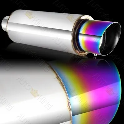 4  N1 Rainbow Burnt Slant Tip Stainless Exhaust Muffler W/silencer 2.5 Inlet • $35.24