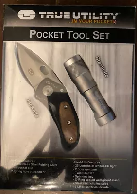 True Utility Jacknife Belt Clip Pocket Knife & Stash Lite Flashlight Combo Set • $11.99