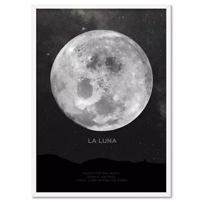 Moon Print Poster Lunar Full Moon Art. Ready To Hang Frame Or Poster | ESK-05 • $44.95