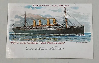 Antique Postcard Kaiser Wilhelm Der Grosse Norddeutscher Lloyd Bremen Steamship • $19.99