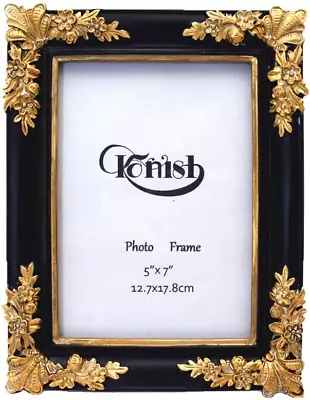 5x7 Antique Gold Picture Frame Resin Flowers Vintage Photo Frames For Wall • $26.08