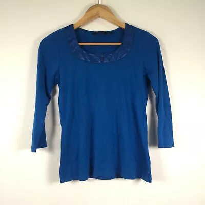 Marco Polo Womens T Shirt Size S Blue 3/4 Sleeve Round Neck Cotton 189.19 • £9.98