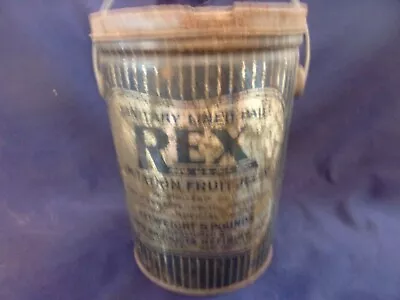 Old Vintage REX IMITATION JELLY 5 LB TIN With Wire Bail Handle Primitive Kitchen • $11.98
