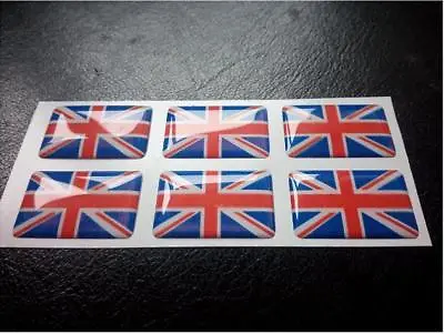 6 X Union Jack Flag Resin 3D Domed England Sticker Label 27mm X 16mm Waterproof • £2.95