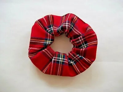 Large Red Tartan Hair Scrunchie Hair Bobble Elastic Royal Stewart Handmade In UK • £3.29