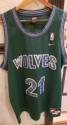 1995 Nike Minnesota Timberwolves Kevin Garnett Jersey 21 Mens Large Sewn Green • $74.99