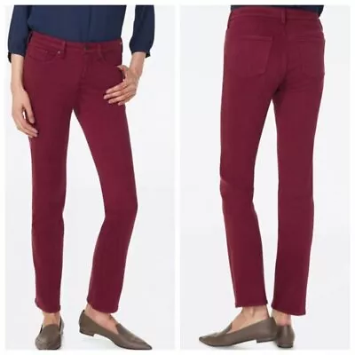 NEW NYDJ Marilyn Straight Leg Jeans Deep Merlot Size 2 4 6 12 Maroon Women's • $39.95