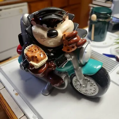 Warner Bros. TAZ Cookie Jar Tasmanian Devil On Motorcycle Ceramic  1998 • $50