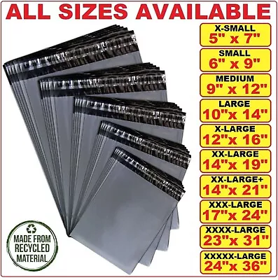 Grey Postage Mailing Bags Strong Cheap Plastic Poly Postal Self Seal Parcel Size • £45.99