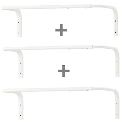 3 X IKEA Wall Mounted Clothes Rail Adjustable Bar Hanging Rack White 60-90cm New • £26.99
