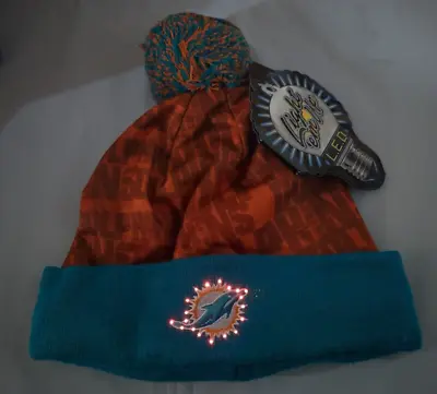 Miami Dolphins Big Logo Light Up Printed Beanie Winter Hat Toque Cuffed LOGO • $22.45