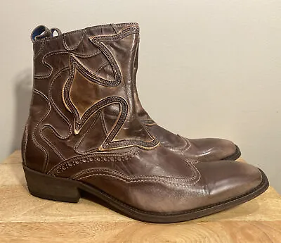 Mark Nason Rock Lives Brown Ankle Leather Boots 67639 Mens 11.5 M Italy Dragon • $450