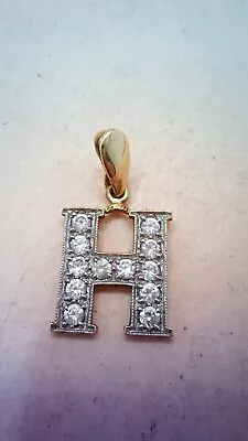 9 Ct Gold Letter 'H' Pendant With Cubic Zirconia's.  (D) • £89