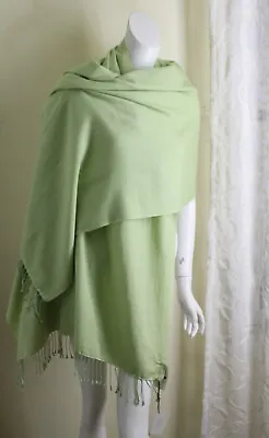 $375 • Buy New BAJRA Lovely MINT GREEN 1PLY Pashmina Silk Nepal Scarf Shawl Wrap Luxurious 