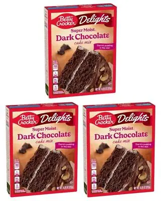 Betty Crocker Delights Super Moist Dark Chocolate Cake Mix 375g (Pack Of 3) • £10.89