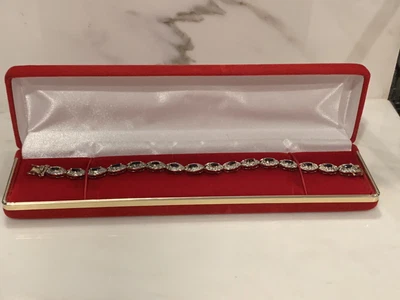 $149.99 • Buy Natural Raw Oval-cut Blue Sapphire Tennis Bracelet 925 Sterling Silver @K