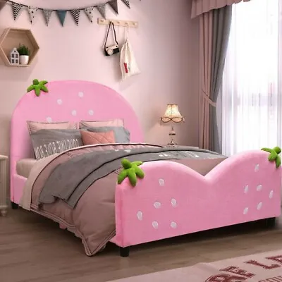 Kids Children Upholstered Platform Toddler Bed Bedroom Furniture Berry Pattern • $194.96