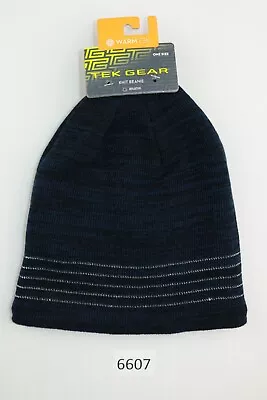 NWT $16 Tek Gear 3M Thinsulate Navy Blue Knit Cap Beanie Reflective Stripe • $9