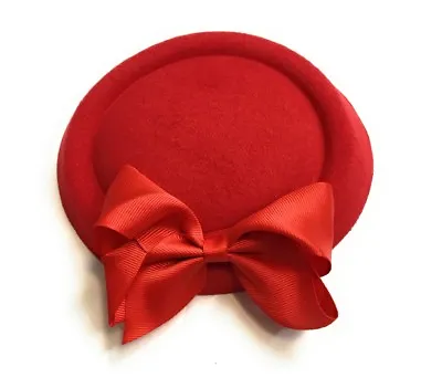 Big Bow Pillbox Wedding Hat Ladies Headpiece Felt Hatinator Fascinator Clips • £9.99