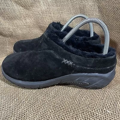 Merrell Women's Primo Chill Slide Shoes Sz 6.5 Clogs Suede Black Slip On DAMAGE • $35.99