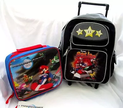 Super Mario Brothers Mario Kart Wii Rolling 12  Adjustable Backpack And Lunchbox • $99.99