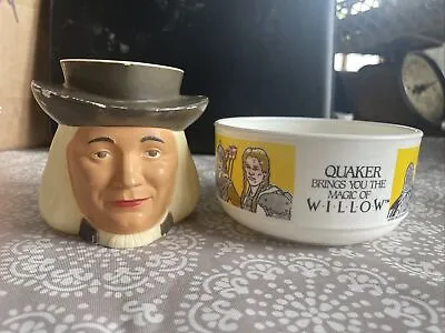 Vintage MCM Quaker Oats Man Plastic Mug Cup  & Magic Of WILLOW Bowl • $6