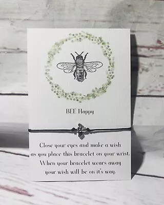 Wish Bracelet Bee Friendship Friend Bee Happy Charm Gift Card Present Birthday • £2.79