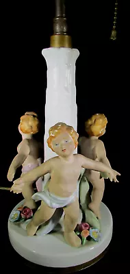 Vintage Gerold & Co Bavaria Table Boudoir Lamp 3 Dancing Cherubs 2-Light Working • $23.76