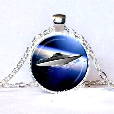 UFO FLYING SAUCER ALIEN  Pendant Charm Silver 20  Necklace Women Ladies Men Gift • $16.88