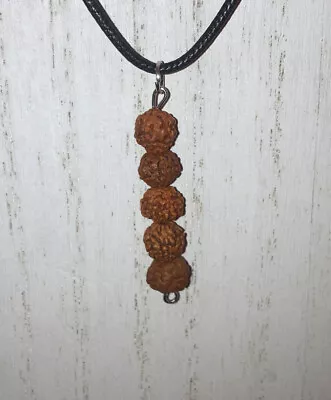 Handmade (5) 5 Mukhi Rudraksha Five Face Rudraksh Mala 8 Mm Seed Necklace Reiki • $13.33