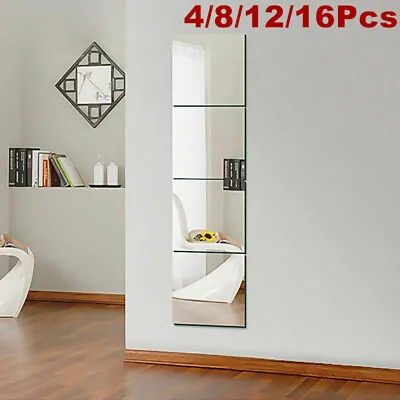 Wall Mirror Tiles Sticker Self Adhesive Square Stick On Art Home Decor 30cmx30cm • £7.99