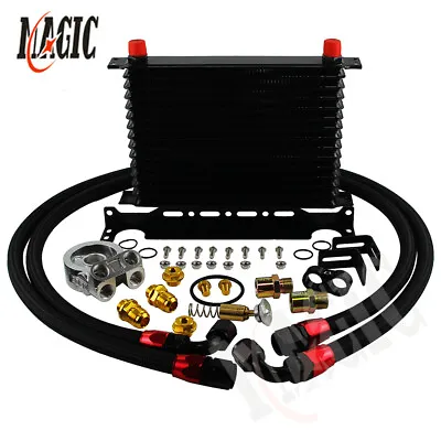 $158.67 • Buy 15 Row Thermostat Adaptor Engine Transmission Oil Cooler Kit For Car/Truck