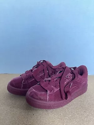 PUMA Baby Burgundy Suede Sneakers Sz 11C • £15.77