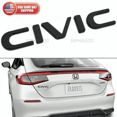 For 22-23 Honda Civic Rear Trunk Lid Black Letter Logo Badge Emblem Sport • $29.99