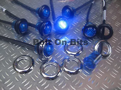 8 CHROME Button 12v Blue LED Marker Light/lamps Interior Van T4 T5 Camper Custom • £43.97