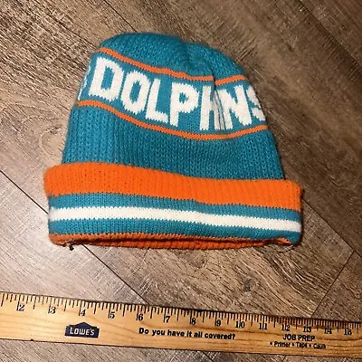 Vintage Miami Dolphins Winter Hat Beanie Toboggan Nfl Made In USA  • $44.99