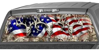 $47.20 • Buy AMERICAN WAVING FLAG Buck Skull Oak Tree Rear Window Graphic Decal Tint Suv Camo