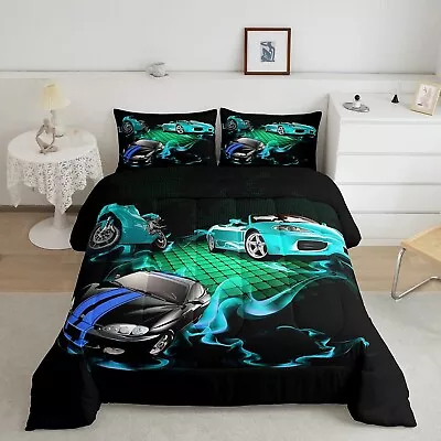 Motocross Rider Comforter Race Sports Car Bedding Set Sports Car Comforter Se... • $80.78