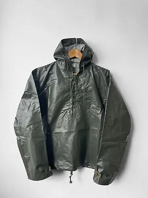 Vintage 1970s Italian Foul Weather Raincoat Smock Jacket - Hooded - Medium • $111.75