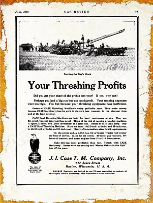 1913 J.I. Case Threshing Machine Co. New Metal Sign: Racine Wisconsin • $19.88