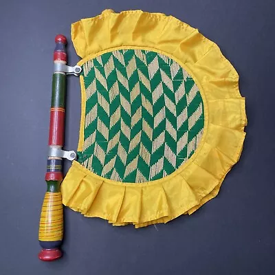 Vintage Royal Punjabi India Indian Twirling Spinning Diwali Hand Fan Handmade • $29.99