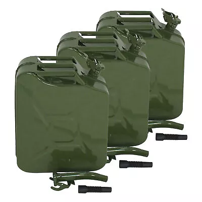 3X Jerry Can Gasoline Oil Army Army Backup Metal Steel  5 Gallon 20L Tank • $97.58