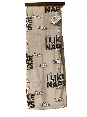 I LIKE NAPS Snoopy Peanuts Gray Plush Throw Blanket 50x70 Inch • $43.95