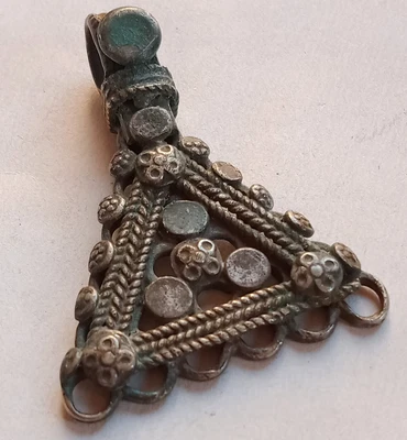 $34.20 • Buy A Sterling Ancient Silver Aztec Mayan Incan Peruvian Pendant Necklace Artifact