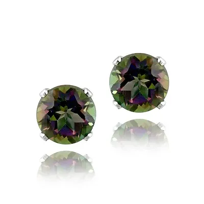 Green Mystic Topaz Stud Earring In Sterling Silver • $11.99