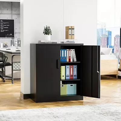 Metal Storage Cabinet With 2 Doors Lockable Steel Storage Cabinet • $94.48