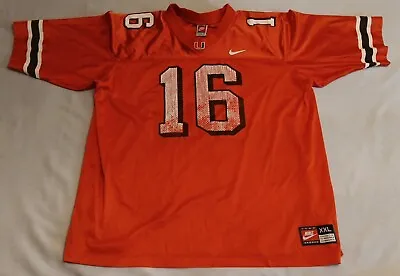 Nike Miami Hurricanes 16 Orange XXL Mens Jersey NCAA College Football Vtg • $9.99