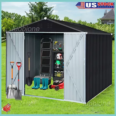 8x10 FT Large Storage Shed Tool Shed Double Hinged & Lockable Door Patio Outdoor • $409.89